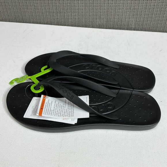 Crocs Flip Shoes Mens Size 9 Women’s 11 Thong Sandals Comfort Black - Picture 2 of 8